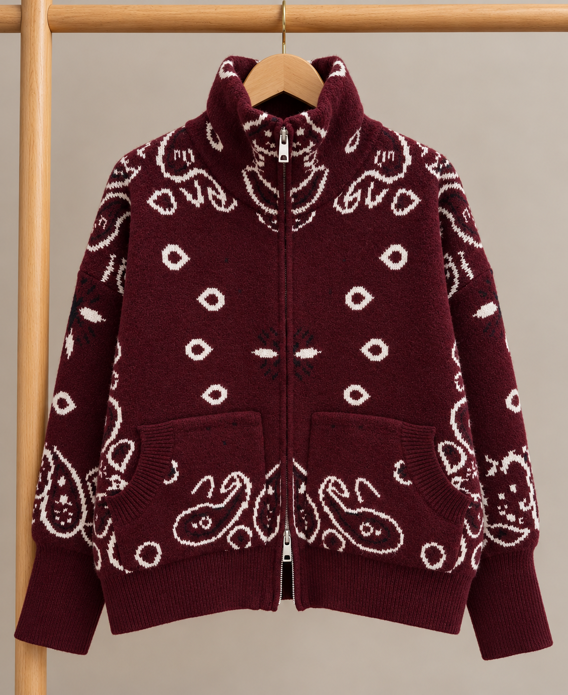 Gilet CHARLIE – Bordeaux & imprimé bandana