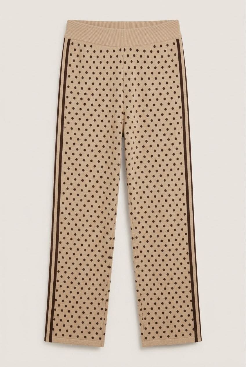 Pantalon Léa – Maille Amour & pois élégants