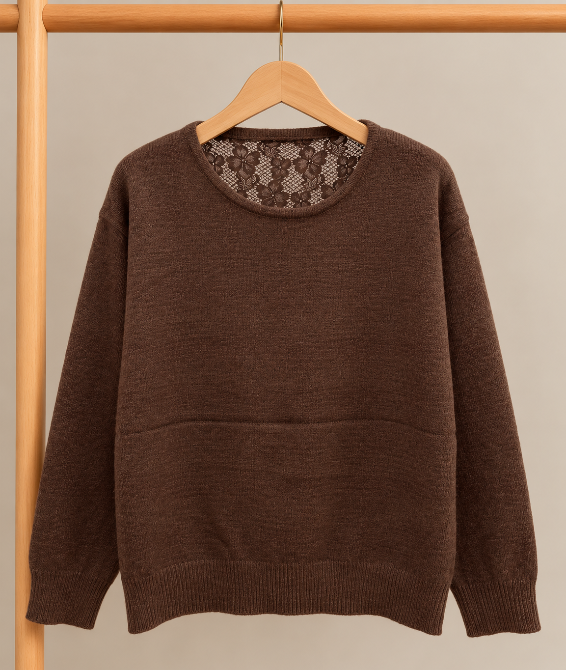 Pull LÉONIE – Chocolat & dos dentelle