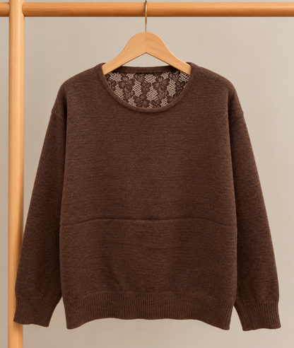Pull LÉONIE – Chocolat & dos dentelle