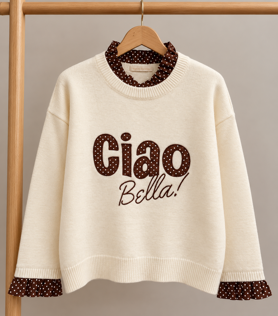 Pull GIULIA – Écru & chocolat