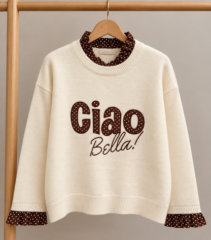 Pull GIULIA – Écru & chocolat