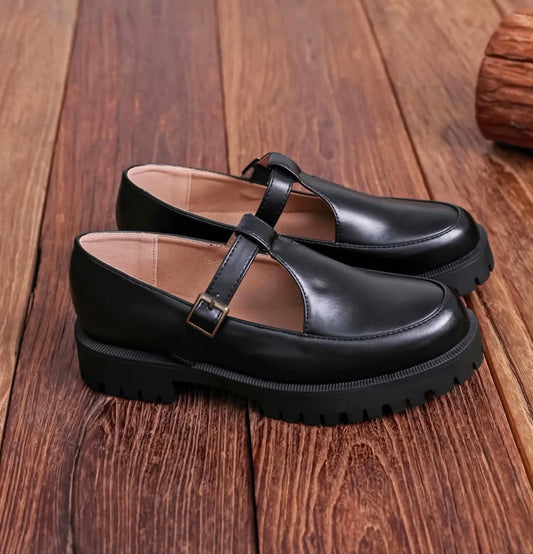 CLARA – Babies noires à semelle chunky