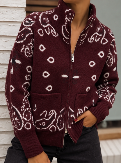Gilet CHARLIE – Bordeaux & imprimé bandana