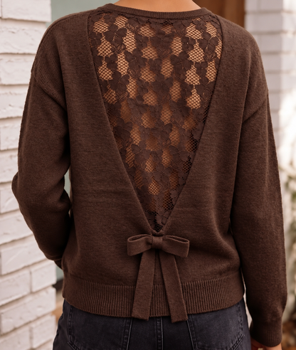 Pull LÉONIE – Chocolat & dos dentelle