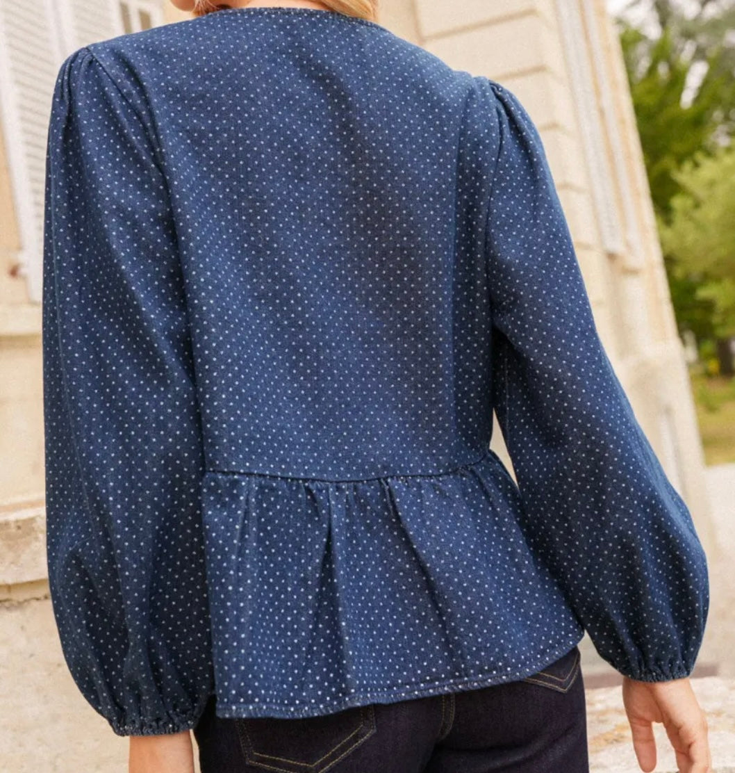 Chemise Clémentine – Jean à pois & nœuds