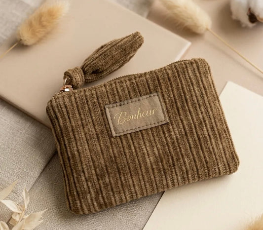 Porte-monnaie Olive – Velours côtelé kaki