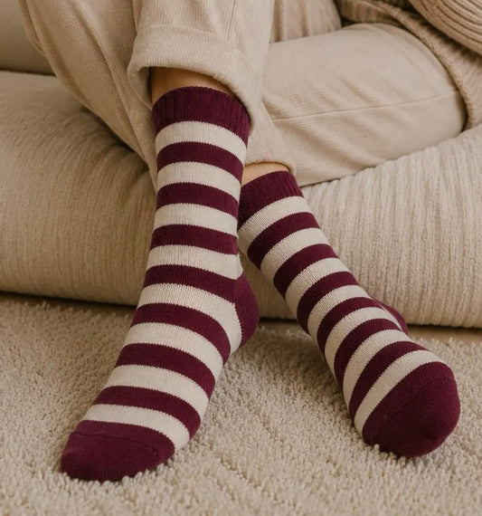 Chaussettes Suzanne – Bordeaux & écru