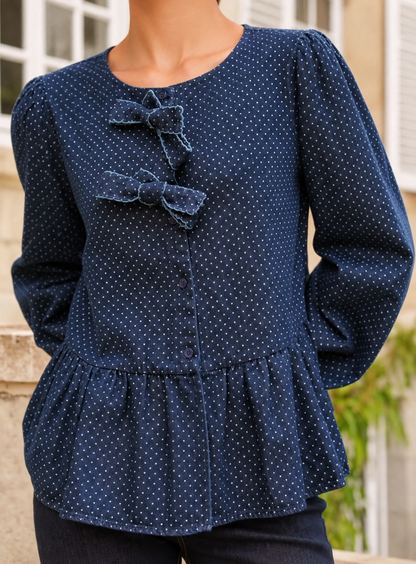 Chemise Clémentine – Jean à pois & nœuds