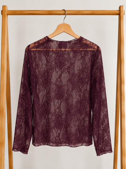 Top LOUISON – Dentelle bordeaux