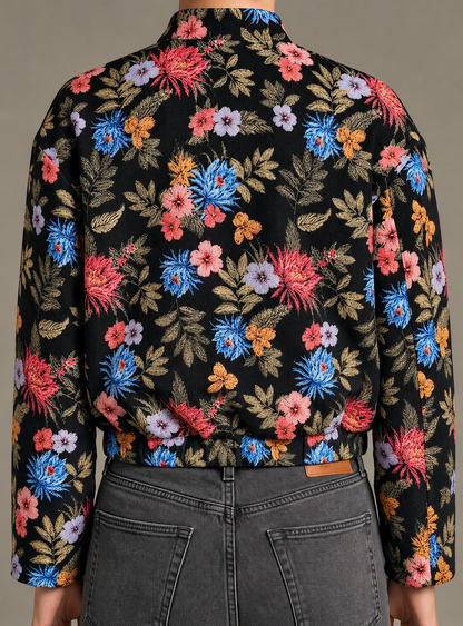 SUZANNE – Veste courte en jacquard fleuri