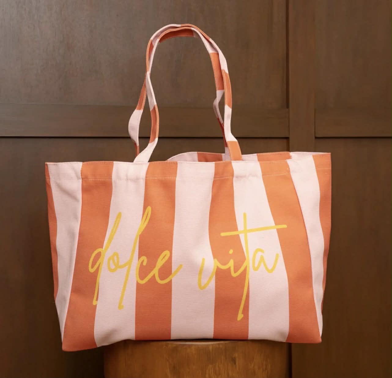 Tote Bag LA DOLCE VITA Orange et rose