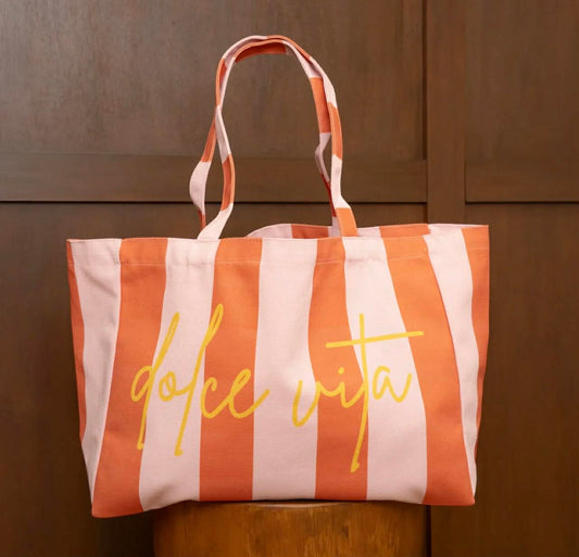 Tote Bag LA DOLCE VITA Orange et rose