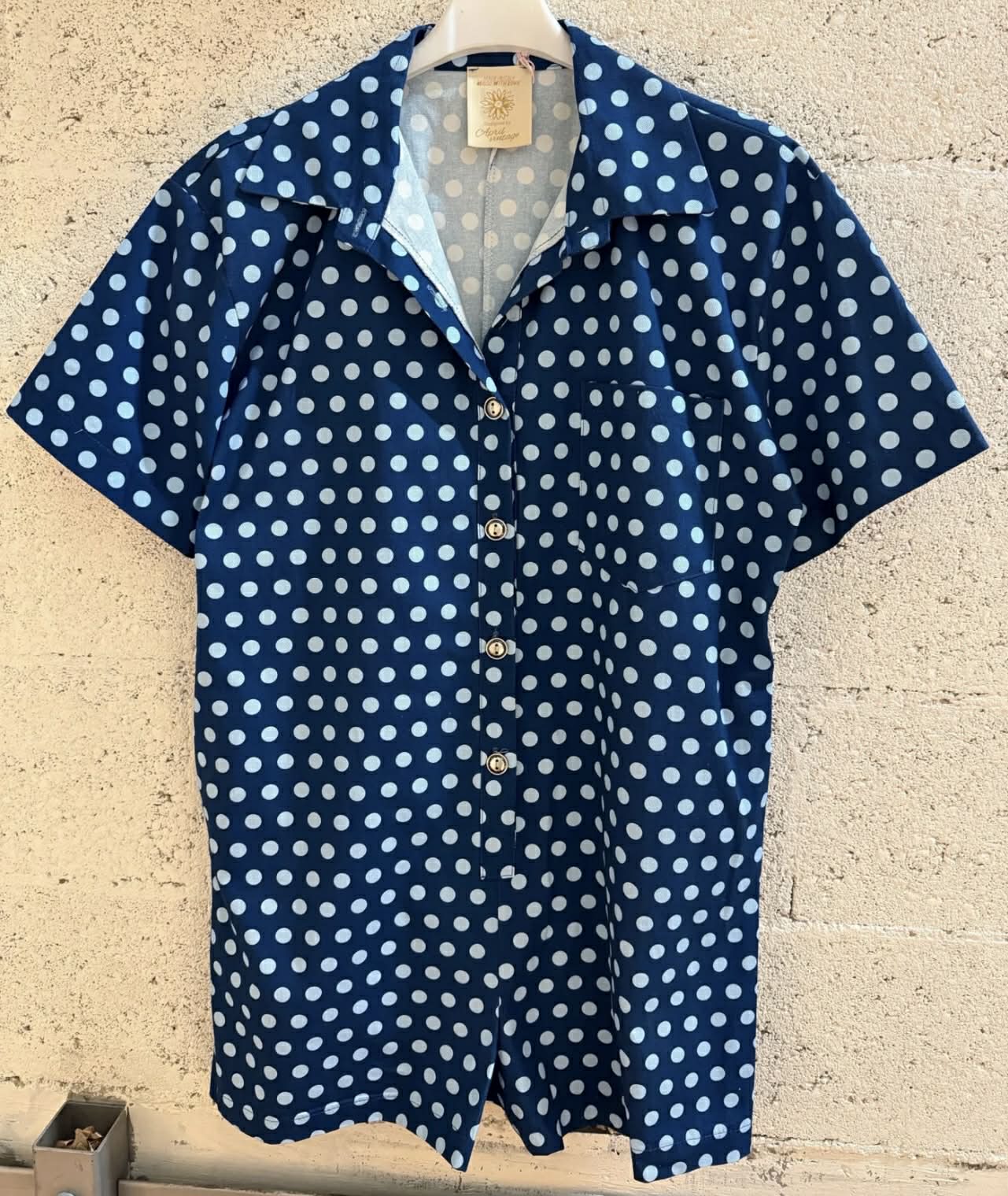 Combishort pois blue navy