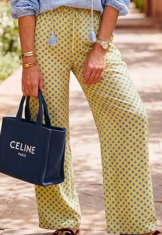 Pantalon Edith pois jaune