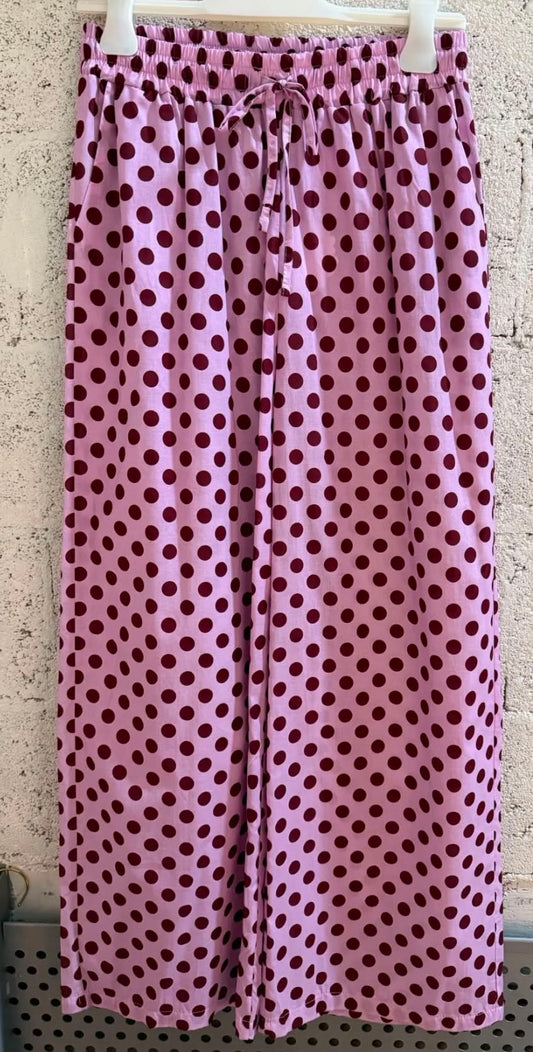 Pantalon Edith rose  pois