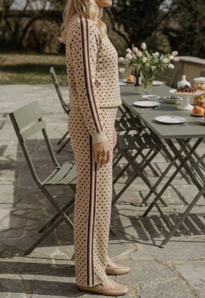 Pantalon Léa – Maille Amour & pois élégants