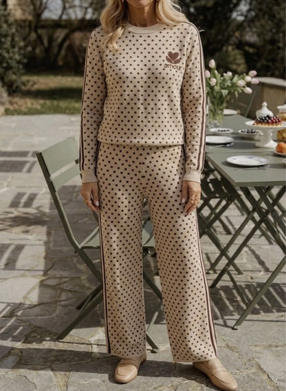 Pantalon Léa – Maille Amour & pois élégants