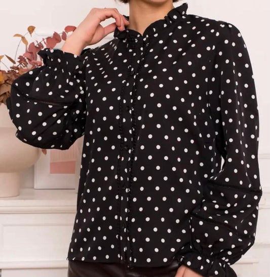 Blouse Juliette – Pois & détails volantés