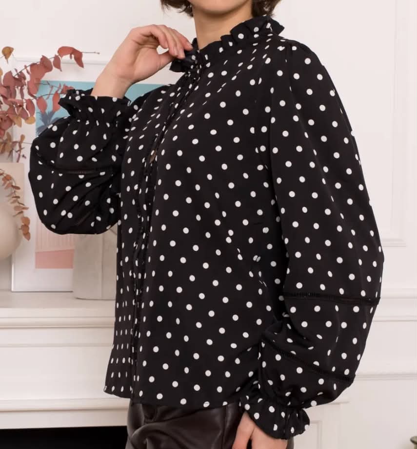 Blouse Juliette – Pois & détails volantés