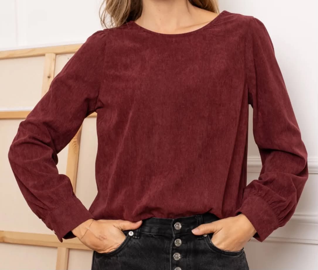 Blouse Jade – Velours côtelé & dos v