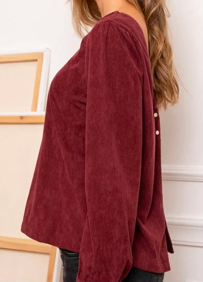 Blouse Jade – Velours côtelé & dos v