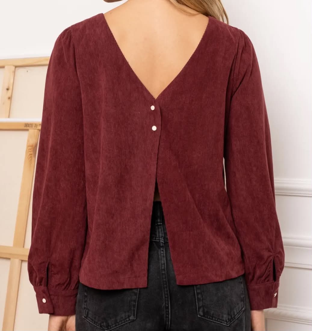 Blouse Jade – Velours côtelé & dos v