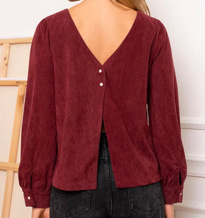 Blouse Jade – Velours côtelé & dos v