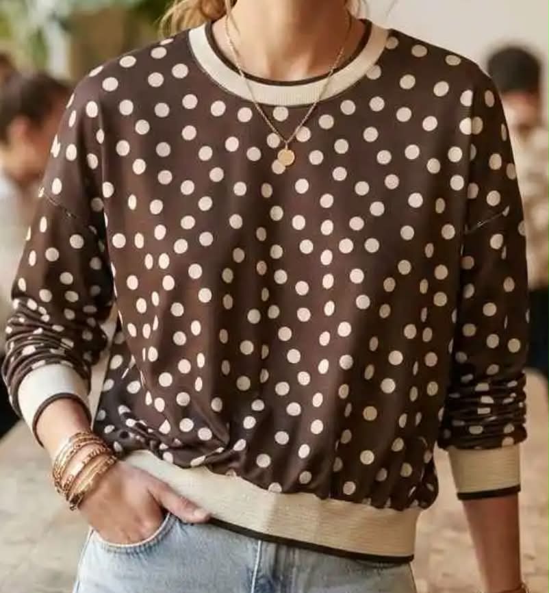Sweat Colette – Chocolat à Pois Écrus