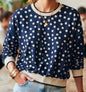 Sweat Éloïse – Bleu Marine à Pois Écrus
