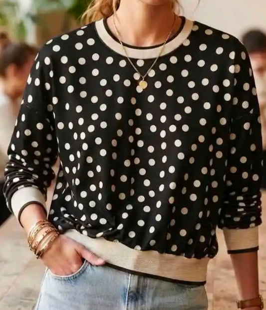 Sweat Clara – Noir à Pois Écrus