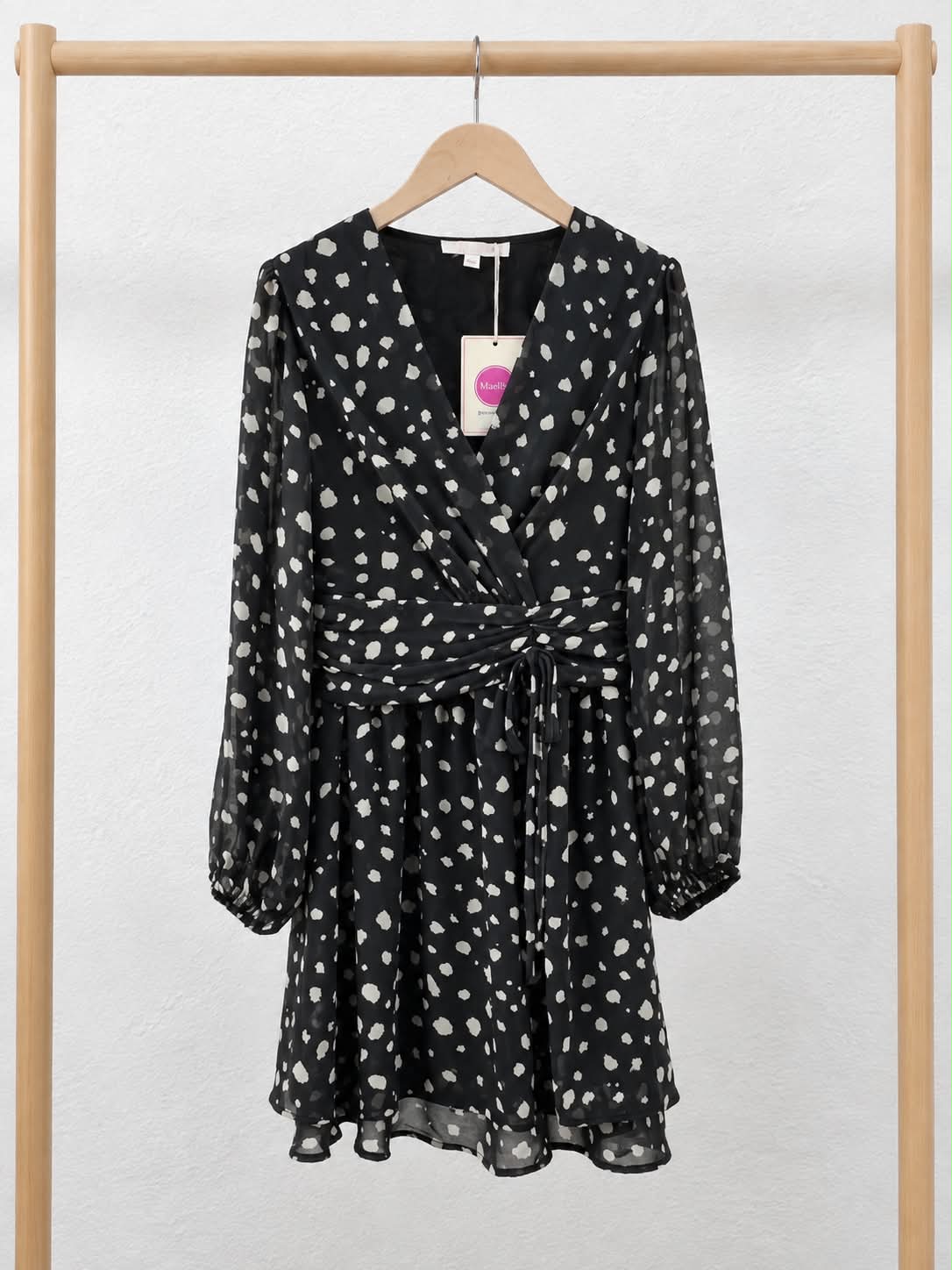 Robe Léana – Noire à pois écrus