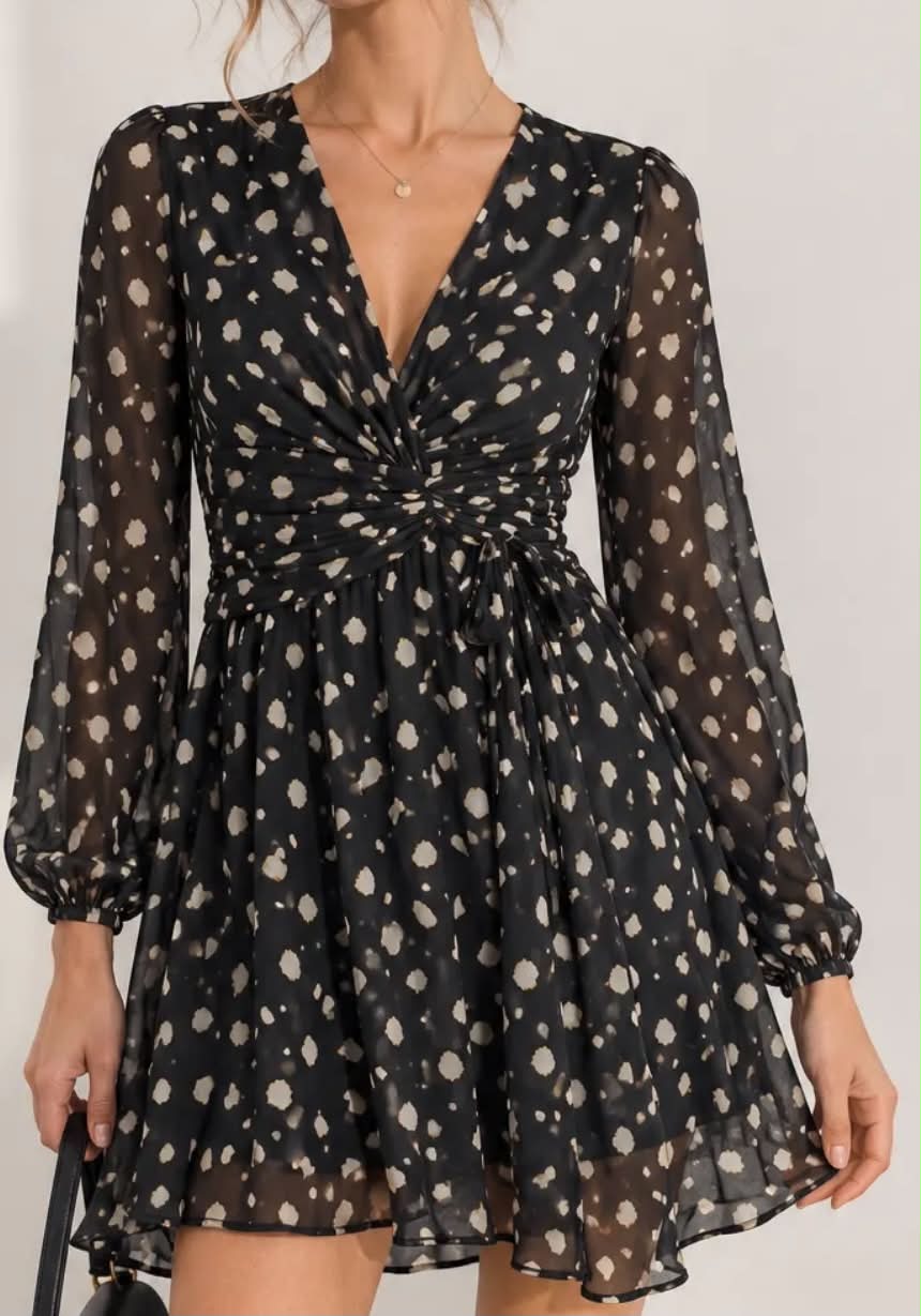 Robe Léana – Noire à pois écrus