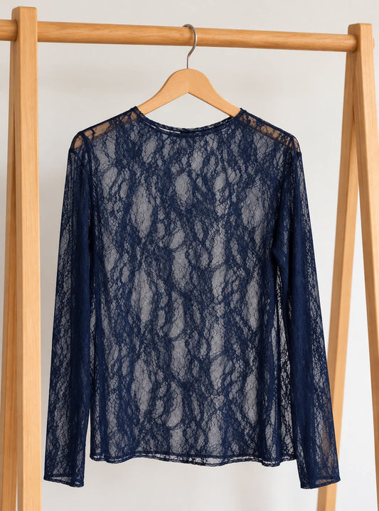 Top LOUISON – Dentelle Bleu Marine