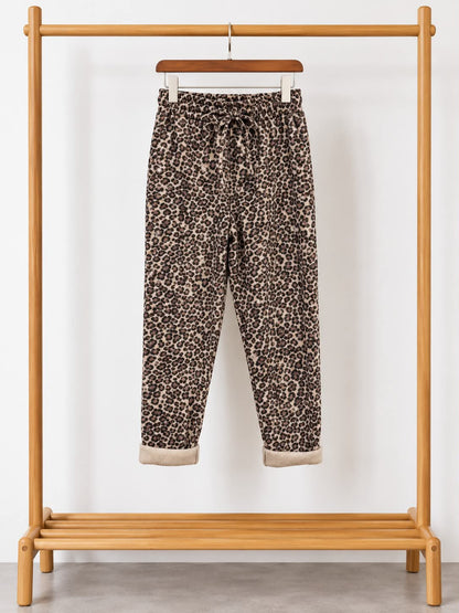 Pantalon Léopard NAYA – Velours Beige