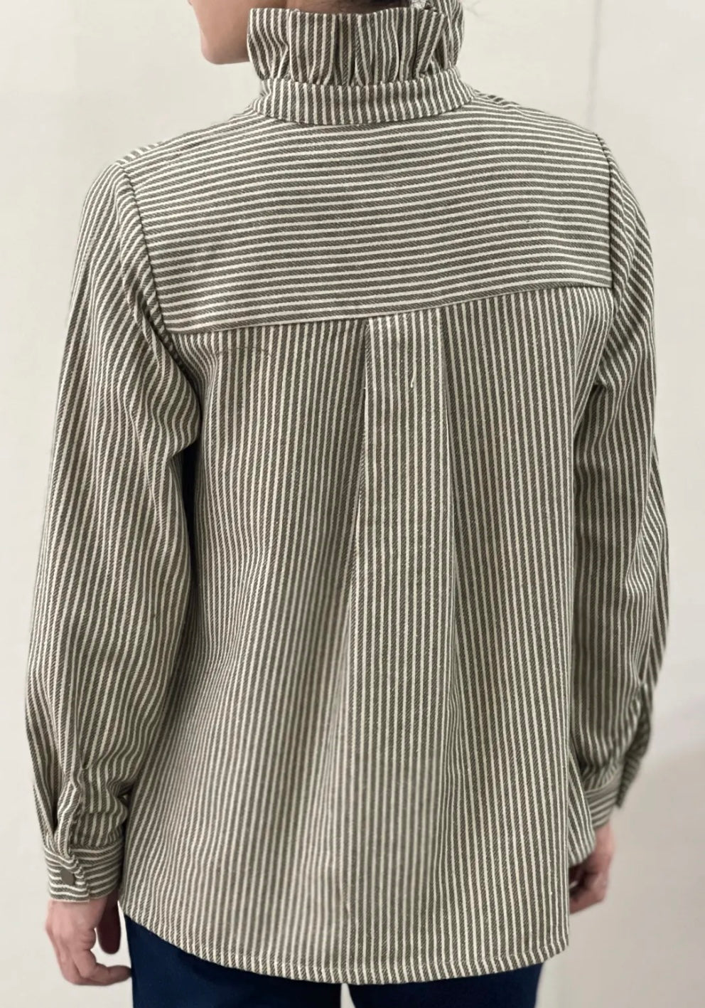 Blouse ADÈLE – Rayures kaki & écru